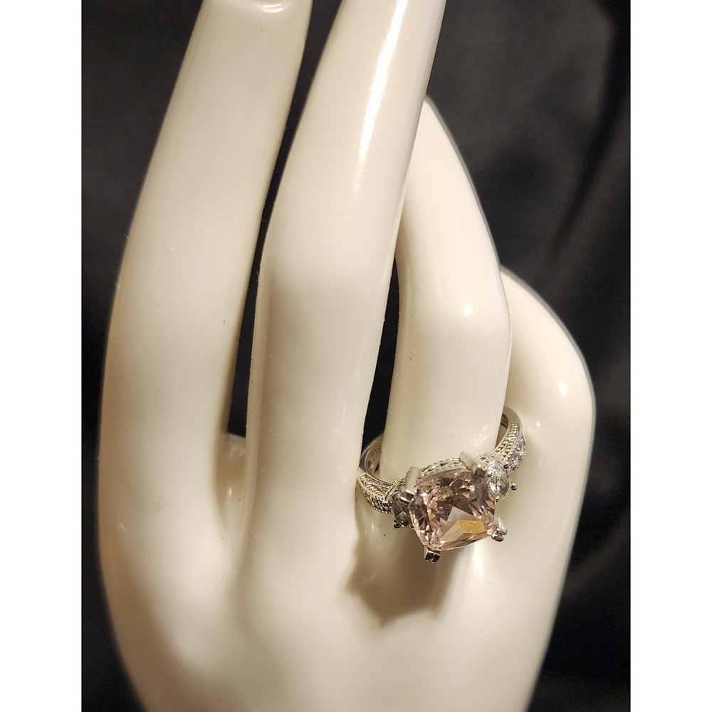 QVC DQ CZ Sterling Silver 925 Champagne Cushion Cut Ring Size 9